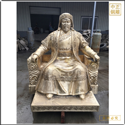 坐像成吉思汗銅雕塑 